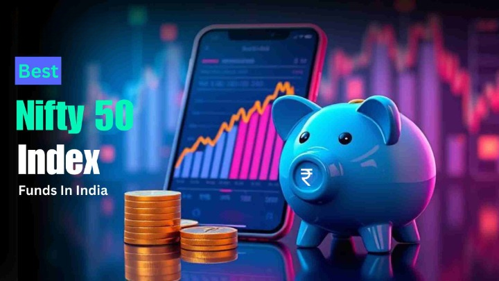 Illustration showing Nifty Next 50 index fund direct growth concept for Indian beginners in 2026